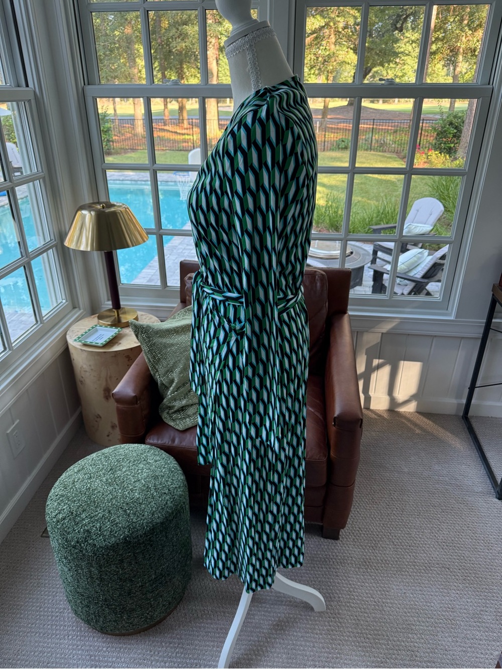Diane Von Furstenberg DVF x Target Green & Black Geometric Wrap Midi Dress M - Picture 2 of 9